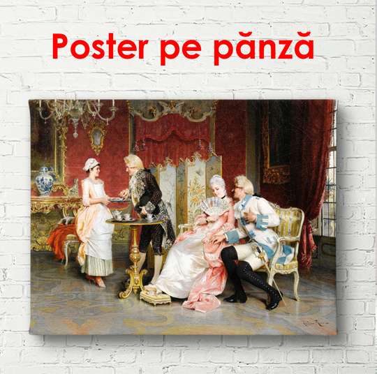 Poster - Întâlnirea la ceai în palat, 45 x 30 см, Panza pe cadru