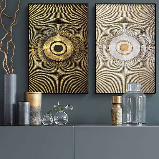 Poster - Circles, 60 x 90 см, Framed poster on glass, Sets