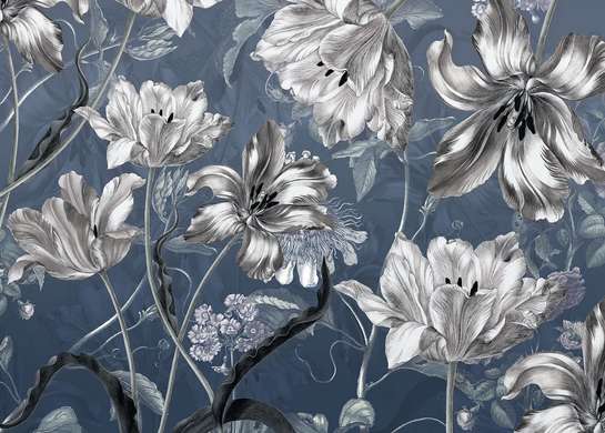 Wall Mural - Flowers on a dark background