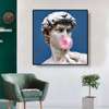 Poster - Statue of David blowing a balloon, 40 x 40 см, Canvas on frame, Different