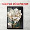 Постер - Нарисованный белый цветок, 30 x 60 см, Холст на подрамнике, Гламур