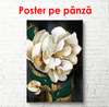 Постер - Нарисованный белый цветок, 30 x 60 см, Холст на подрамнике, Гламур