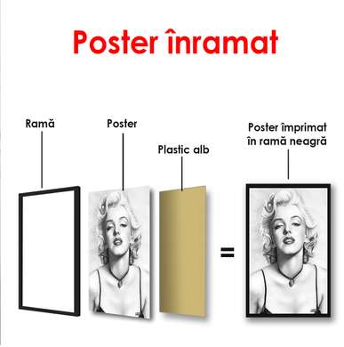 Poster - Portretul alb-negru al lui Marilyn Monroe, 60 x 90 см, Poster înrămat