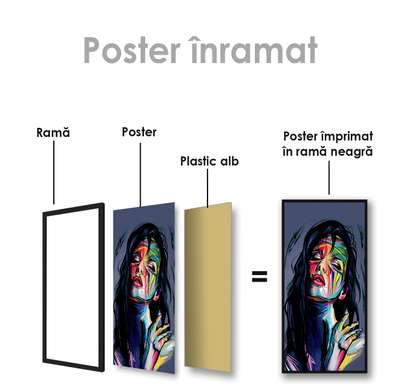 Poster - Portret abstract al unei fete 1, 30 x 60 см, Panza pe cadru