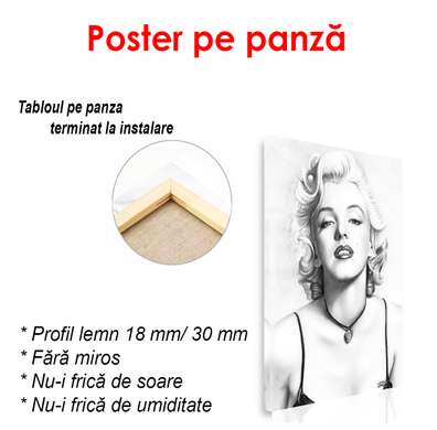 Poster - Portretul alb-negru al lui Marilyn Monroe, 60 x 90 см, Poster înrămat