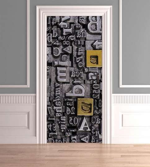 3Д наклейка на дверь, Абстракция в письмах, 60 x 90cm, Наклейка на Дверь