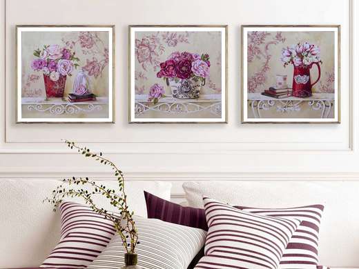 Poster - Flori violete, 60 x 60 см, Poster inramat pe sticla