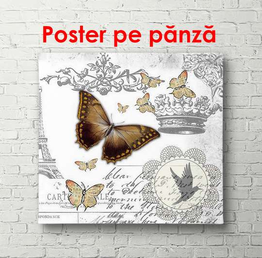 Poster - Brown butterfly, 100 x 100 см, Framed poster, Provence