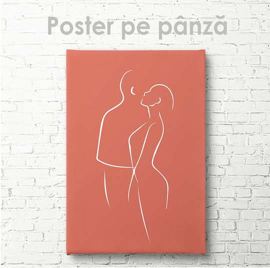 Постер - Влюбленные, 30 x 45 см, Холст на подрамнике, Минимализм