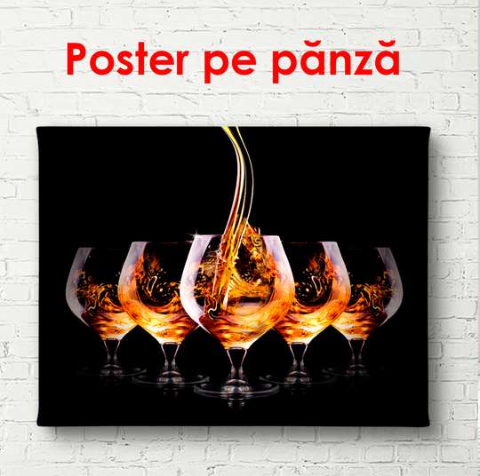 Постер - Крепкий напиток в бокалах, 45 x 30 см, Холст на подрамнике, Еда и Напитки