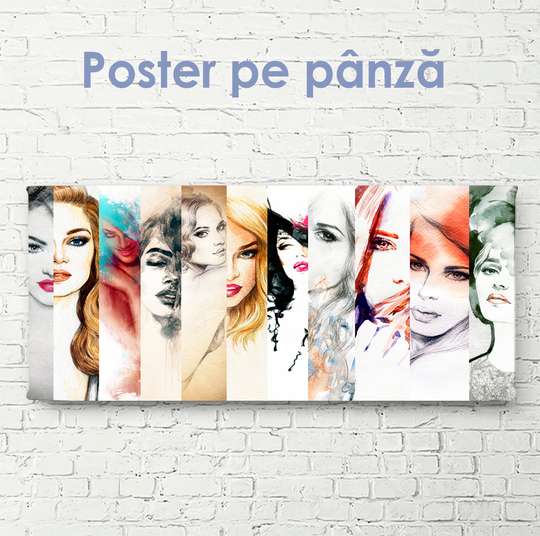 Постер - Разные девушки, 60 x 30 см, Холст на подрамнике, Разные