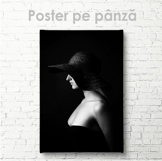 Постер, Девушка в шляпе, 30 x 45 см, Холст на подрамнике