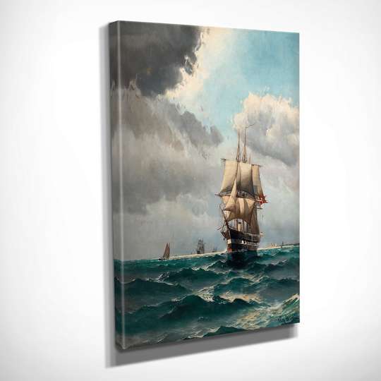 Постер - Волны в море, 30 x 45 см, Холст на подрамнике, Живопись