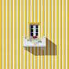Poster - Fereastra mică de pe casa galbenă, 40 x 40 см, Panza pe cadru