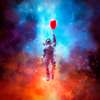 Poster - Astronaut flies in a balloon, 40 x 40 см, Canvas on frame, Different