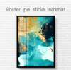 Poster - Turquoise with gold, 60 x 90 см, Framed poster on glass