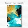 Poster - Turquoise with gold, 60 x 90 см, Framed poster on glass