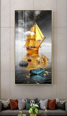 Постер - Золотые паруса, 30 x 60 см, Холст на подрамнике