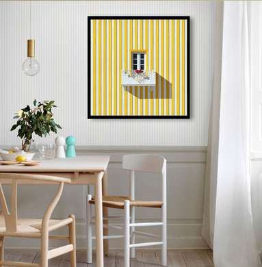 Poster - Fereastra mică de pe casa galbenă, 40 x 40 см, Panza pe cadru