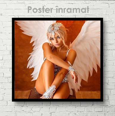 Poster - Fată cu aripi de înger, 40 x 40 см, Panza pe cadru