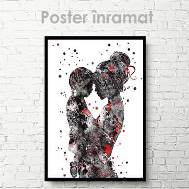 Poster - Portret abstract al mamei cu copilul, 30 x 45 см, Panza pe cadru