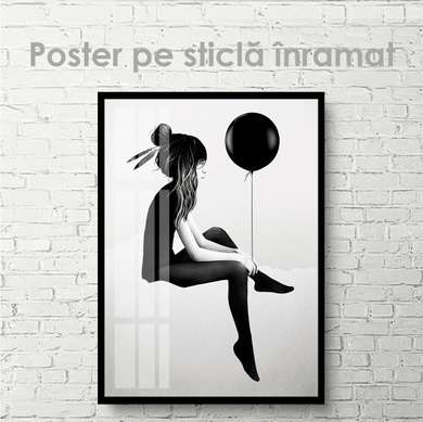 Poster - Balonul negru, 30 x 45 см, Panza pe cadru