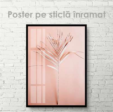 Poster - Tropical leaf on a pink background, 30 x 45 см, Canvas on frame, Botanical