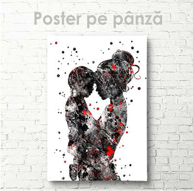 Poster - Portret abstract al mamei cu copilul, 30 x 45 см, Panza pe cadru