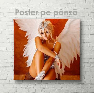 Poster - Girl with angel wings, 40 x 40 см, Canvas on frame
