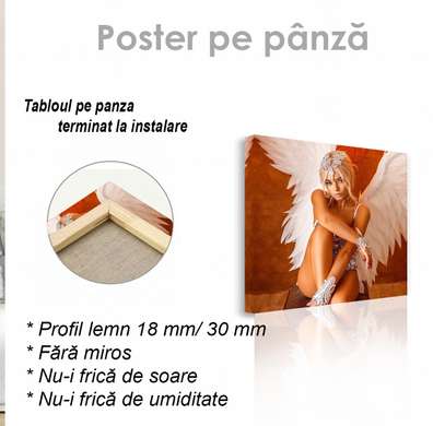 Постер - Девушка с крыльями ангела, 40 x 40 см, Холст на подрамнике