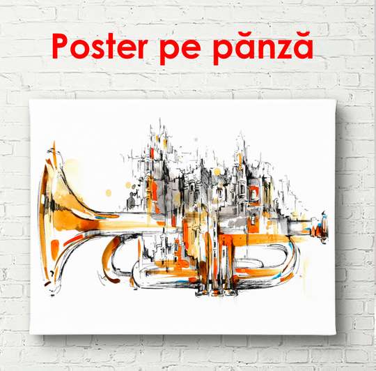 Постер - Музыкальный город, 90 x 60 см, Постер в раме, Минимализм