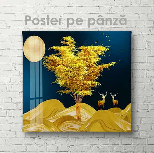 Постер - Пейзаж в лунном свете, 90 x 60 см, Постер на Стекле в раме, Ботаника
