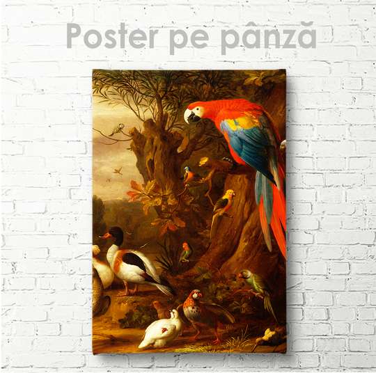 Постер - Птицы, 30 x 45 см, Холст на подрамнике, Живопись