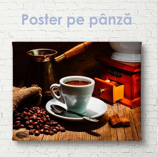 Poster - Coffee, 90 x 60 см, Framed poster on glass, Food and Drinks