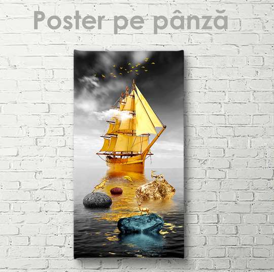 Постер, Золотые паруса, 30 x 60 см, Холст на подрамнике