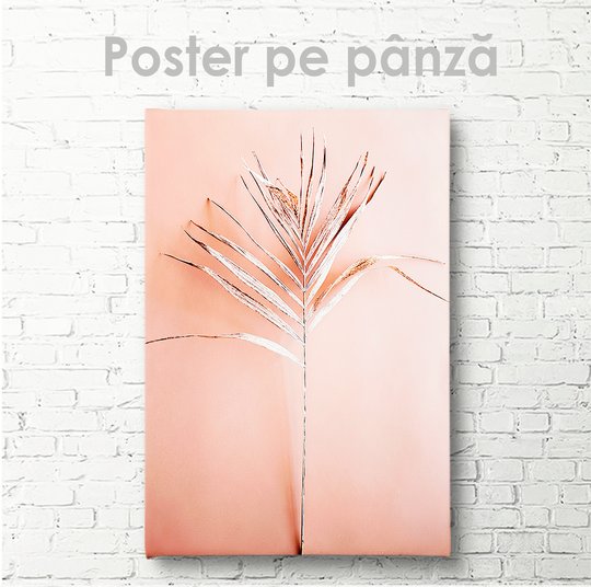 Постер, Тропический лист на розовом фоне, 30 x 45 см, Холст на подрамнике