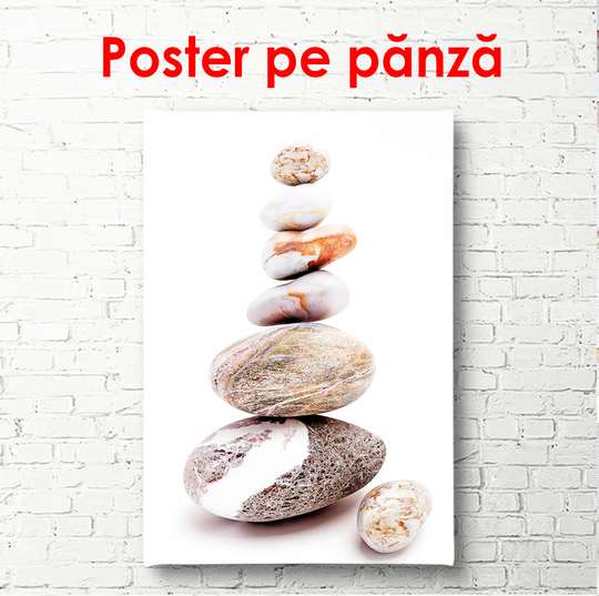 Постер - Камни на белом фоне, 60 x 90 см, Постер в раме, Минимализм