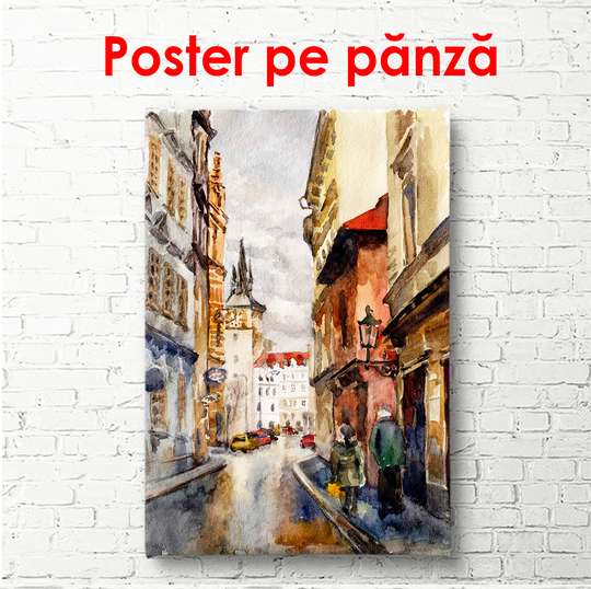 Poster - Beautiful old street, 45 x 90 см, Framed poster, Vintage