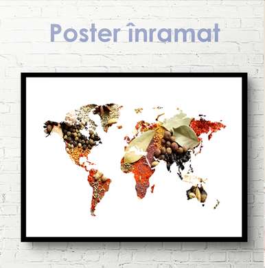 Poster - Harta lumii din condimente, 60 x 30 см, Panza pe cadru