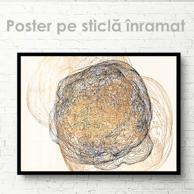 Poster - Black and gold lines, 45 x 30 см, Canvas on frame