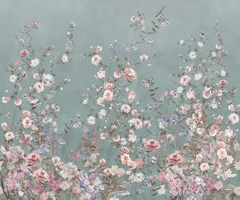 Wall Mural - Roses on a turquoise background