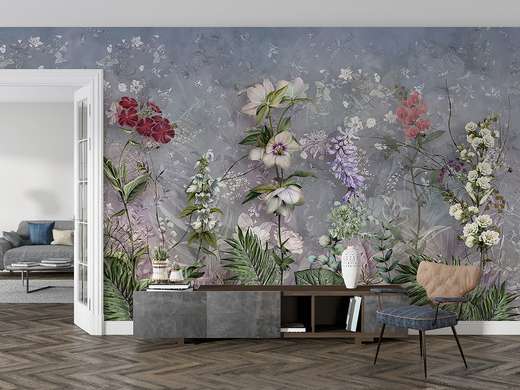 Wall Mural - The botanical garden on a purple background