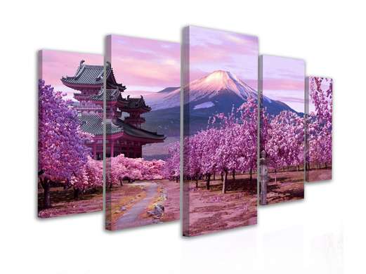 Tablou Pe Panza Multicanvas, Sakura înflorită, 108 х 60