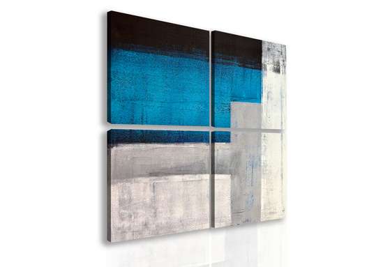 Модульная картина, Синие абстрактные пятна., 80 x 80