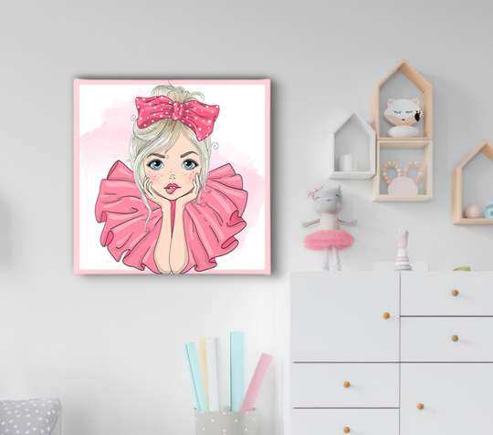 Poster - Cute girl, 40 x 40 см, Canvas on frame