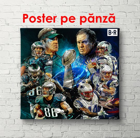 Постер, Команды бейсболистов, 40 x 40 см, Холст на подрамнике