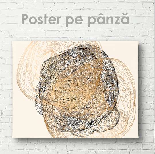 Poster - Black and gold lines, 45 x 30 см, Canvas on frame, Abstract