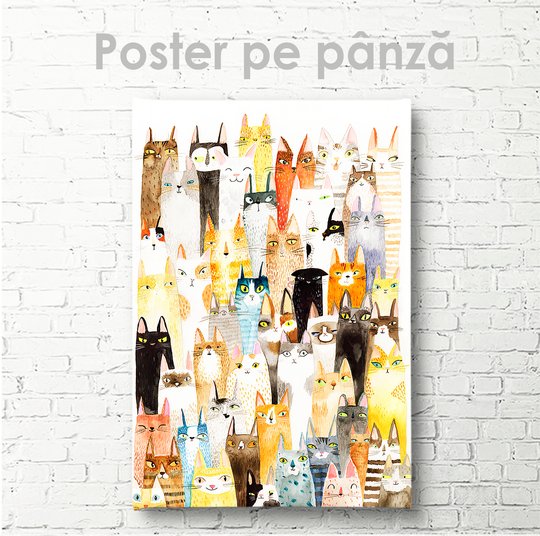 Постер, Кошки, 30 x 45 см, Холст на подрамнике