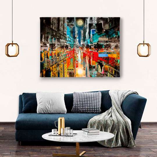 Poster - Abstract night city, 60 x 40 см, Canvas on frame, Maps and Cities