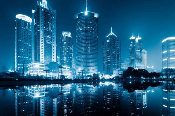 Fototapet - Orașul albastru în noapte